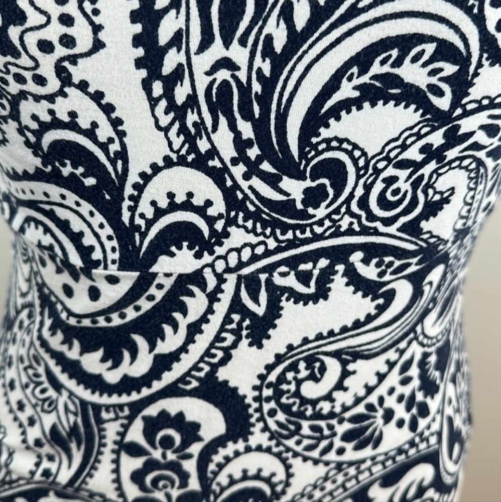 Talbot's Navy Paisley and Floral Sleeveless Maxi Dress Size Small Petite - Picture 5 of 9